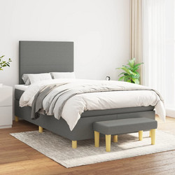vidaXL Κρεβάτι Boxspring Υφασμάτινο με Στρώμα Σκούρο Γκρι 120x200cm 3136982