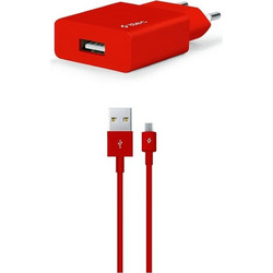 Ttec 2SCS20MK Φορτιστής με Καλώδιο Micro USB με Θύρα USB-A Red