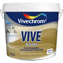 VIVE ROOF Vivechrom Yδατοδιαλυτό λευκό ελαστομερές στεγανωτικό για ταράτσες 9 Lt