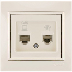 Lezard Πρίζα RJ11+RJ45 Cat 6 Κρεμ Mira (Πλήρης) 701.0303144