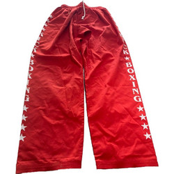 90s Mens Kick Boxing Trousers Pants 100% Cotton One Tone - Red UNIQUE GREEK MADE 1990