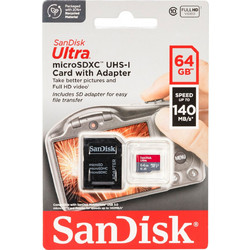 Sandisk Ultra microSDXC 64GB Class 10 U1 UHS-I 140MB/s + Adapter
