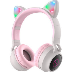 Hoco W27 Cat Ear Ασύρματα Bluetooth Παιδικά Ακουστικά On Ear Ροζ Γκρι