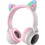 Hoco W27 Cat Ear Ασύρματα Bluetooth Παιδικά Ακουστικά On Ear Ροζ Γκρι