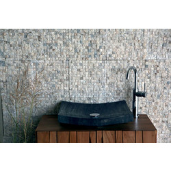 Νιπτήρας Επιτραπέζιος Πέτρινος Bati Stoone Piring Grey-Black 50x40x12cm