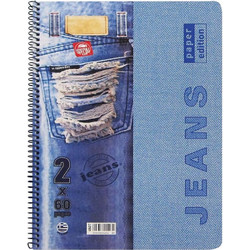 Typotrust Jeans Σπιράλ Τετράδιο Ριγέ A4 60 Φύλλων 2 Θεμάτων Διάφορα Χρώματα 4542-19