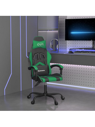 vidaXL Καρέκλα Gaming Δερματίνης Μαύρη Πράσινη 349594