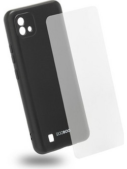 EGOBOO Cloudy Black Θήκη Πλάτης + Tempered Glass (Realme C11 2021)