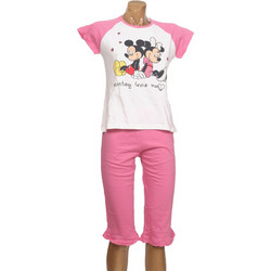 Minerva Mickey Mouse & Minnie Παιδική Πιτζάμα Βαμβακερή Καλοκαιρινή Λευκή Ροζ 90-60273