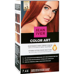 Jean Iver Cream Color 7.44 Ξανθό Μεσαίο Έντονο Χάλκινο Μόνιμη Βαφή Μαλλιών 60ml