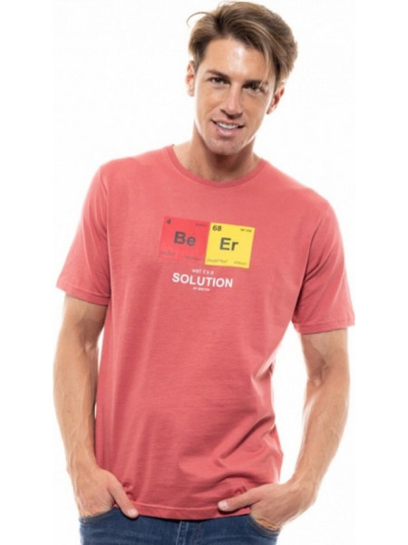 Ανδρική T-Shirt Fashion Κοντομάνικη Μπλούζα Με Τύπωμα Beer Biston -Κοραλλί- 47-206-022