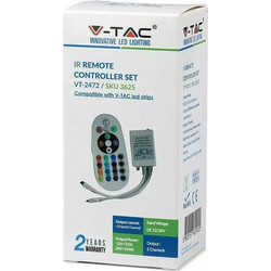 V-TAC VT-2472 Ασύρματο RGB Controller IR με Τηλεχειριστήριο 3625Κωδικός: 24006594