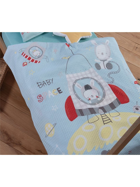 Nef-Nef Baby Space Κουβέρτα Αγκαλιάς Πικέ 80x110 Γαλάζια