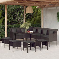 vidaXL Σετ Τραπεζαρία Κήπου Rattan 6τμχ Μαύρο 3186650