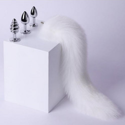 White Long Tail Set of 3 Anal Plugs