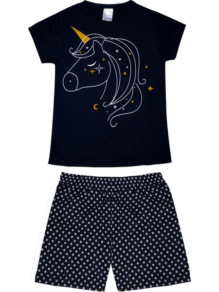 Pretty Baby Unicorn Παιδική Πιτζάμα Βαμβακερή Καλοκαιρινή Navy Μπλε 63146