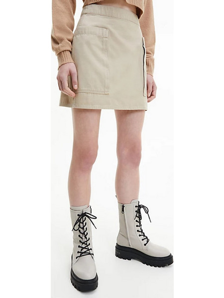 Calvin Klein Μίνι Φούστα Υφασμάτινη Ψηλόμεση Cargo Μπεζ J20J220521-PF2