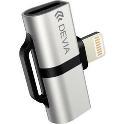 Devia Αντάπτορας EC134 Lightning Αρσενικό σε 2 x Lightning Θηλυκό για Φόρτιση & Hands Free Smart Ασημί