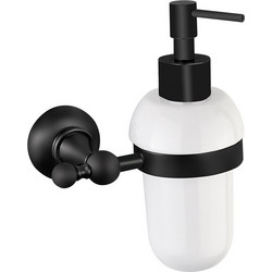 Performa Design Victoria 624-400 Black Matt Επίτοιχος Διανομέας Υγρού Σαπουνιού με Λευκό Μπουκάλι Πορσελάνης 125ml