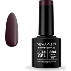 Elixir Semigel 884 Deep Tuscan Red Ημιμόνιμο Βερνίκι Νυχιών 8ml