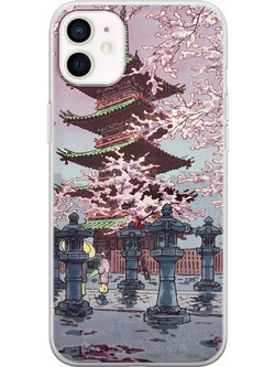 Θήκη Ukiyo-e - Cherry Blossom iPhone 12 Flexible TPU (Διάφανη Σιλικόνη)