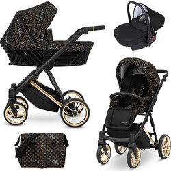 Kunert Ivento Premium Καρότσι Μωρού 3 σε 1 Black Style Gold Frame IVE-02