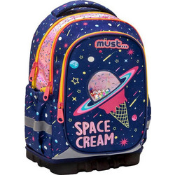 Must Unique Space Cream Σχολική Τσάντα Πλάτης Δημοτικού Μπλε 585123