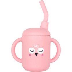 BabyCloud Ποτηράκι με Καλαμάκι Σιλικόνης Owl Pink 120ml