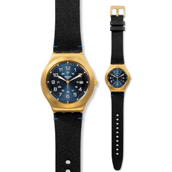 Swatch Happy Joe Γυναικείο Ρολόι με Μαύρο Δερμάτινο Λουράκι YWG408