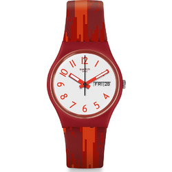 Swatch Red Flame Γυναικείο Ρολόι με Κόκκινο Καουτσούκ Λουράκι GR711