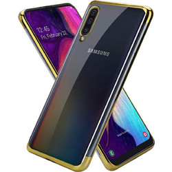 Θήκη Samsung Galaxy A70 Σιλικόνης Διάφανη New Electro Tpu-Gold