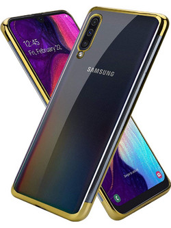 Θήκη Samsung Galaxy A70 Σιλικόνης Διάφανη New Electro Tpu-Gold