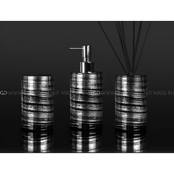 Glass Design Graffiti Μοντέρνα Γυάλινα Αξεσουάρ Μπάνιου Σετ 3τμχ σε 4 Χρώματα Black/Silver