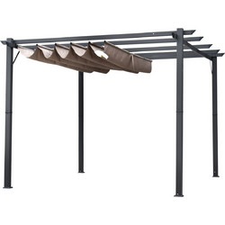 Outsunny Garden Pergola 3x3 m με αναδιπλούμενη Anti-UV οροφή και πλαίσιο αλουμινίου, γκρι 84C-054BK