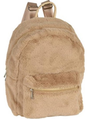 Γυναικεία τσάντα πλάτης backpack με 2 θήκες, από πολυεστέρα, 25x11x34 cm Καφέ - Aria Trade