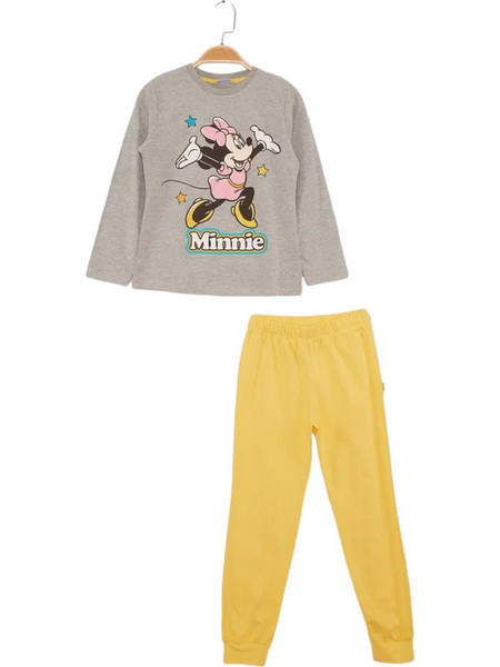 Cimpa Minnie Mouse Παιδική Πιτζάμα Βαμβακερή Χειμωνιάτικη Κίτρινη Γκρι MN21335