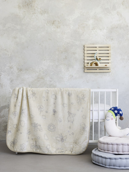 Nima Bebe Little Garden Κουβέρτα Κούνιας Βελουτέ 110x140 Μπεζ