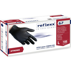 Reflexx R67 Γάντια Νιτριλίου Μαύρα 100τμχ