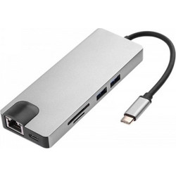 Μετατροπέας 8in1 USB C hub RJ45 HDMI USBx2 VGA SD TF USB3.0x2