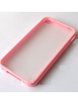 Iphone 4 4S TPU bumper Frame Matte clear back hard case cover Pink I4BUHCP