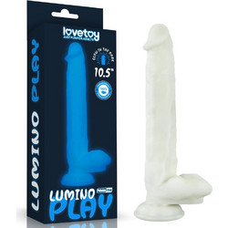 Lovetoy Lumino Play Glow In The Dark Light Ρεαλιστικό Dildo με Βεντούζα & Όρχεις 27cm Μπλε
