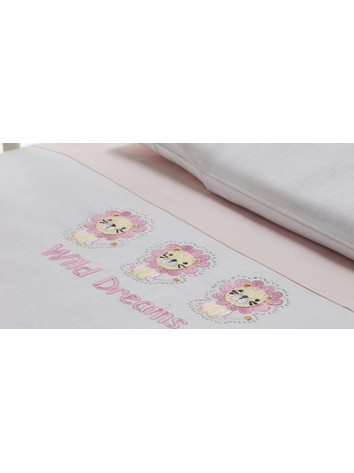 WhiteEgg Wild Dreams Σετ Βρεφικά Σεντόνια Κούνιας Βαμβακερά 120x160 Pink