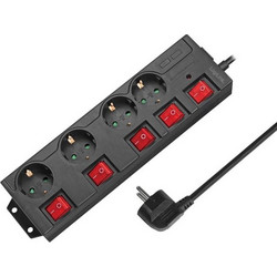 Logilink LPS251 Πολύπριζο 4 Θέσεων με Διακόπτη 1,5m - Μαύρο