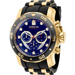 Invicta Pro Diver Ανδρικό Ρολόι Χρονογράφος με Μαύρο Καουτσούκ Λουράκι 37229