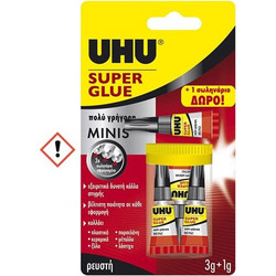 UHU - Super Glue Κόλλα Στιγμής Ρευστή 3+1g (64236)