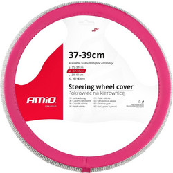 AMiO Καλυμμα Τιμονιου SWC-36 M 37-39cm Σε Ροζ / Φουξια Χρωμα Με Περιμετρικα Strass Αμιο - 1 ΤΕΜ. - (02809)