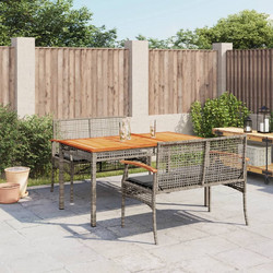 vidaXL Σετ Τραπεζαρία Κήπου Rattan 3τμχ Γκρι 3213575