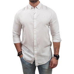 Jack & Jones Ανδρικό Πουκάμισο Λινό Μακρυμάνικο Slim Fit με Mao Γιακά Λευκό 12251024-BRIGHTWHITE