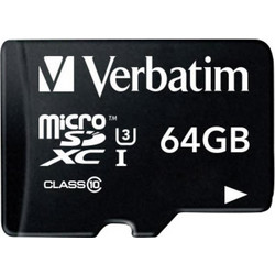 Verbatim Pro microSDXC 64GB Class 10 U3 UHS-I + Adapter