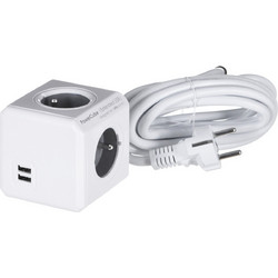 Allocacoc 1407/DEEUPC PowerCube Extended power distribution unit with USB ports 4 sockets 3m white/grey